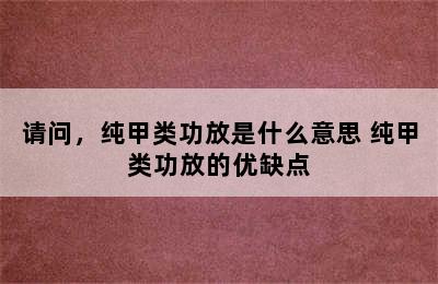 请问，纯甲类功放是什么意思 纯甲类功放的优缺点